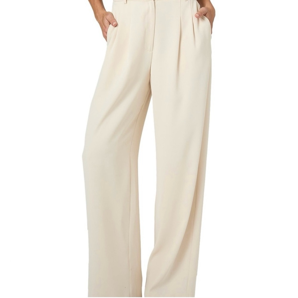 NWT French Connection Wide Leg Pleated Trousers Dress Pants Cream Size XL & XXL